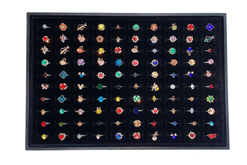 Stratalife Ring Organizer for Jewelry Stackable Ring Storage Display Tray Jewelry Holder Showcase for Multiple Rings Drawer Inserts Black(100 Slot) - Image 1